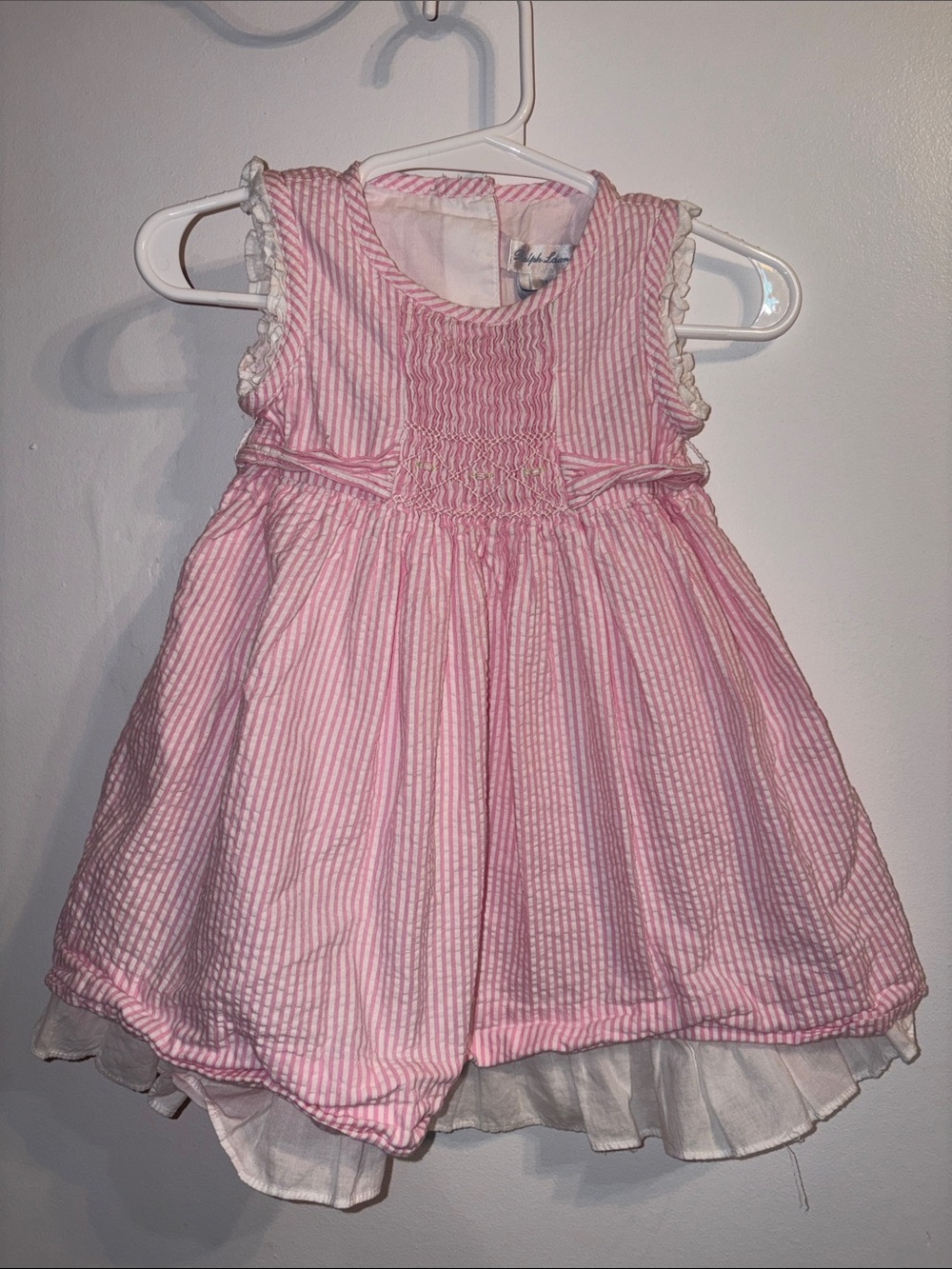 Ralph Lauren Pink & White Striped Smocked Dress